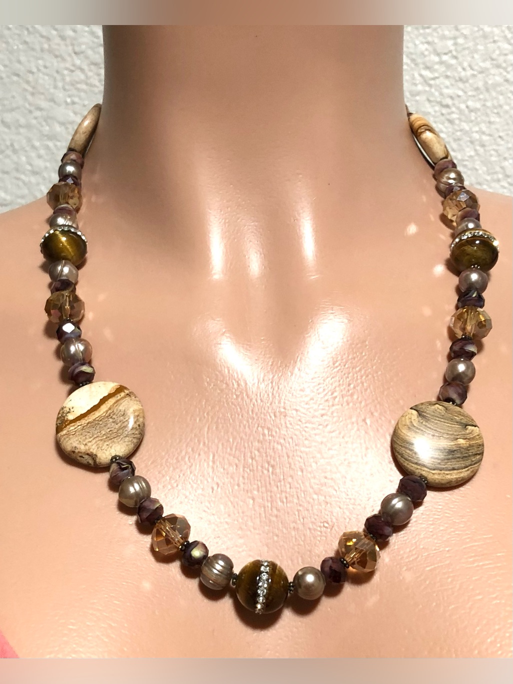 Brown & Gold Beaded Statement Necklace